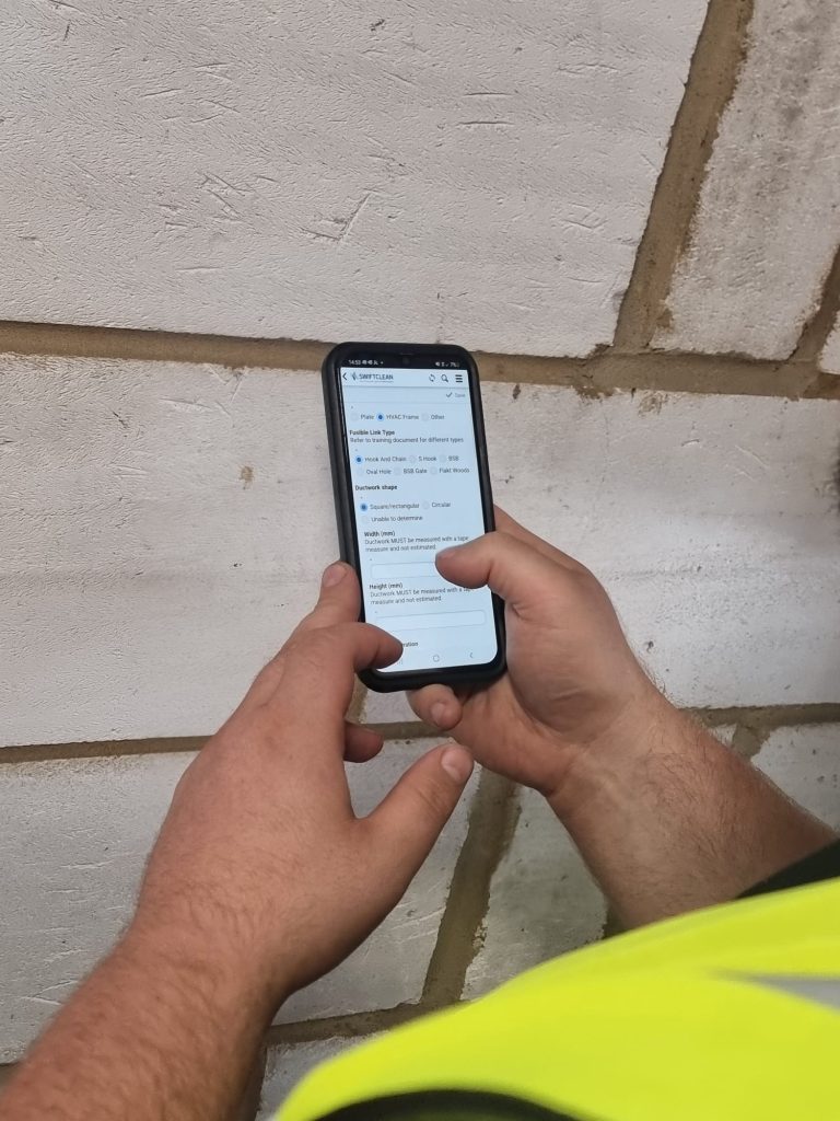 Record all actions for fire damper testing